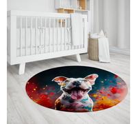 LANDERSION Alfombras Redondas con Estampado Perros para salón Acuarela con grafitis Animales Zona Dormitorio Alfombra Antideslizante Alfombra Lavable Interior Pelo bajo para Patio 160cm