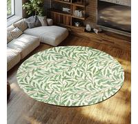 LANDERSION Alfombras Redondas de Hoja Verde Salvia para Dormitorio 240cm Alfombra Circular botánica Fresca Alfombra Suave Antideslizante de Pelo bajo y Lavable para Estudio de Entrada en el salón