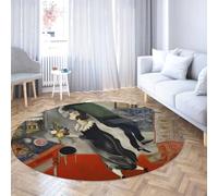 LANDERSION Alfombras Redondas Escena fantasía Abstracta para Sala Estar Pintura Famosa Obras Arte cumpleaños Alfombra Delgada Antideslizante para Dormitorio Oficina 80cm