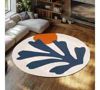 LANDERSION Alfombras Redondas Minimalistas Modernas para Sala Estar Alfombra patrón geométrico Azul Naranja Abstracto Alfombra Antideslizante Lavable para Dormitorio guardería 150cm
