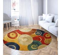 LANDERSION Alfombras Sala Estar Lujo abstractas Redondas Estilo nórdico con patrón geométrico Remolino Circular Antideslizante Alfombra Pelo bajo para Sala Estar Oficina Sala Juegos 150cm