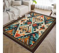 LANDERSION Alfombras Tribales nativas Americanas alfombras Tradicionales Aztecas geométricas rústicas Lavables moqueta Suave Pelo bajo para salón Oficina y apartamento 120x150cm