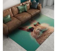 LANDERSION Brown Bunny Tapete de Interior 160x200cm Alfombra para la Entrada Alfombra Verde con diseño de Conejo Mono alfombras Antideslizantes Lavables de Pelo bajo para salón y guardería