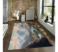 LANDERSION Gran Alfombra Paisaje Natural Alfombras Viaje río Bosque Alfombra área Delgada portátil Pelo bajo Antideslizante para Acampar al Aire Libre 150x210cm