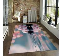 LANDERSION Piedras SPA Alfombra área temática Orquídea Rosa Reflejo Agua Alfombras Acento estético Alfombra Pelo bajo Antideslizante Alfombra Grande para la Oficina Dormitorio 150x210cm