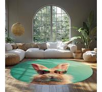 LANDERSION Tapete de Interior Brown Bunny 150cm Alfombra Redonda para la Entrada Moqueta Verde Conejo Mono Alfombras Lavables De Pelo bajo y alfombras Circulares para la habitación del bebé