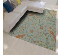 LANDERSION Vintage Botanical 100x150cm Alfombra Bohemias Blandas y Lavables para salón alfombras Pelo bajo Antideslizante Florales de pájaros Alfombra Dormitorio para la Sala de Juegos guardería