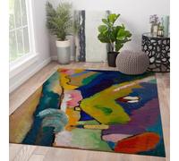 LANDERSION Watercolor Mountain Landscape 150x210cm Alfombras para la Entrada Diseño Arte contemporáneo Felpudo Colorido Moqueta Suave Pelo bajo Lavable para salón