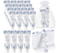 Landhoow 24 juegos de limas de uñas con texto en inglés "Something Blue Before I Do" para despedida de soltera, regalo de boda floral azul a granel para invitados, tamaño de viaje, regalo de