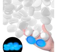 Landical 100 Piedras Que Brillan en la Oscuridad, Piedras Que Brillan en la Oscuridad, Piedras Luminosas para Acuario, Grava, decoración de Plantas suculentas (Blanco, 1.8 Pulgadas)