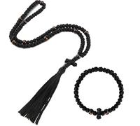 Landical 2 piezas de cuerda ortodoxa hecha a mano, 100 nudos con cruz trenzada y cuentas rojas, 33 nudos, oración ortodoxa, pulsera de oración cristiana griega, protección de rosario, bendición, cruz