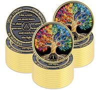 Landical 30 unidades de un año de sobriedad de árbol de monedas AA Chip Medallón AA Tokens Alcohólicos Anónimos Medallón Regalos para tu propio ser verdadero