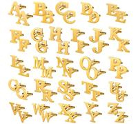 Landical 52 gemelos clásicos con inicial de la A a la Z para hombre, gemelos clásicos de oro, con letra del alfabeto, para bodas, negocios, 0.55 x 0.5 x 0.12 pulgadas, latón cobre, cinabrio, 0.55 x