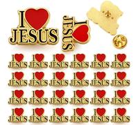 Landical Broche de corazón religioso con texto en inglés "I Love Jesus", regalo de San Valentín, broche de esmalte cristiano, insignia de solapa con versículo bíblico para clero de la iglesia, about