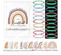Landical Juego de 50 pulseras motivacionales de arcoíris con cuentas de arcilla a granel que brillan en la oscuridad con citas inspiradoras para premios de equipo de empleados, recuerdos de fiesta en