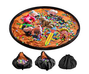 LandJoy Bolsa de Almacenamiento de Juguetes para Niños Bebé Impermeable y Plegable Bolsa de Almacenamiento de Juguetes los De Gran Tamaño Children Play Mat 60 Pulgadas（150cm,Naranja)
