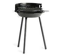 LANDMANN Barbacoa redonda de carbón vegetal, barbacoa móvil de carbón vegetal, diámetro aprox. 27 cm, práctica protección contra el viento, soporte seguro gracias a 3 patas estables [negro]