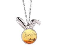 Landmark Camel Desert Journey Silk Road Map - Collar con colgante de conejo, diseño de conejo