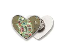 Landmarks in South Korea - Broche de metal con diseño de corazón