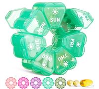 LANDNEOO Organizador semanal de píldoras 2 veces al día, bonito pastillero de doble cara AM PM 7 días, pastillero de viaje azul para medicamentos, vitaminas, aceites de pescado, suplementos