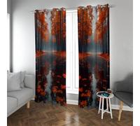 LANDOCROWN Cortina de Hojas de Arce Otoño Mystic Foggy Cortinas de Aislamiento térmico Política de privacidad Cortinas Opacas a Prueba de Viento para decoración del hogar 2X B140 x H300 cm
