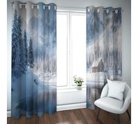LANDOCROWN Cortinas Opacas del Bosque de Invierno Paisaje de Nieve Árbol de Pino de Navidad Bloqueo de luz Cortinas Suaves con Aislamiento térmico para Ventana de Dormitorio 2X B117 x H138 cm
