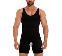 Landofgenie Body Shaper para Hombre Camiseta de Compresión para Abdomen y Cintura con Fuerte Efecto Modelador en las Piernas Negro Talla L
