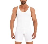 Landofgenie Body Shaper para Hombre Camiseta de Compresión para Abdomen y Cintura con Fuerte Efecto Modelador en las Piernas Blanco Talla M