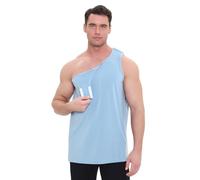 Landofgenie Camiseta Sin Mangas Funcional para Hombres Postoperatoria - Camiseta de Quimioterapia con Botones a Presión para Cirugías de Hombro