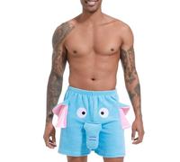 Landofgenie Pantalones Pijama para Hombres Cortos de Algodón Casual Ropa de Dormir Pantalones Cortos de Elefante Azul M