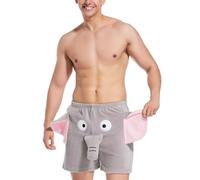 Landofgenie Pantalones Pijama para Hombres Cortos de Algodón Casual Ropa de Dormir Pantalones Cortos de Elefante Gris L