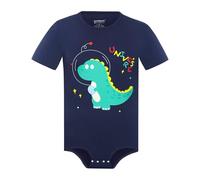 Landofgenie Ropa Individual de algodón para Hombres, Pijama de Manga Corta Estampado Onesie Leotard Top Shirt El Dinosaur Neil Azul Oscuro S