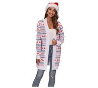 Landove Cardigan Mujer Otoño Invierno Vintage Tartan Abrigo Estampado Animal Leopardo Navidad Reno Cuadros Rayas Blazer Manga Larga Chaqueta Sin Botones Anorak Talla Grande Jaqueta Adolescente Jacket