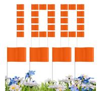 Landscape Flags - 100 Pieces Fluorescent Orange Marking Flags | Warning Signs for Construction Survey Irrigation Property Mapping Outdoor Dog Training Field Sprinkler