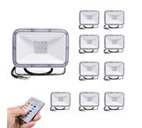 Landscape Lamp Decoration 20W,16 Colors RGB LED Floodlight with Remote Control IP65 Waterproof Outdoor Security Lights for Yard Garden Playground(10 packs)