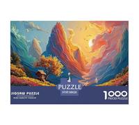 Landscape of Green Mountain 1000 Pcs Cartón Fuerte Rompecabezas Storybook Cottage Liberador De Estrés Juego Creativo Puzzle Juego De Desafío Difícil 38x26cm/1000pcs