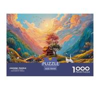 Landscape of Green Mountain 1000 Piezas Cartón Fuerte Rompecabezas Storybook Cottage Liberador De Estrés Juego Creativo Puzzle para Niños Pequeños 70x50cm/1000pcs