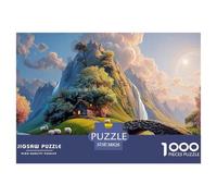 Landscape of Green Mountain 1000 Piezas Cartón Rompecabezas Storybook Cottage Liberador De Estrés Juego Familiar Puzzle Juego De Desafío Difícil 38x26cm/1000pcs