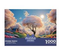 Landscape of Green Mountain 1000 Piezas Papel Ecológico Rompecabezas Storybook Cottage Imágenes Vibrantes Juego Familiar Puzzle para Niños Pequeños 38x26cm/1000pcs