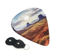 Landscape of Monument Valley - Paquete de 6 púas de guitarra con soporte de cuero para púas de guitarra, bolsa para llaves, púa de arte abstracto para guitarra eléctrica acústica, ukelele de 0.46 mm