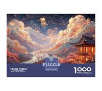 Landscape Painting in The Style of Chinese Art 1000 Pzas Corte Preciso Rompecabezas Traditional Chinese Architecture Divertido Jigsaw Decoración Amigos 70x50cm/1000pcs