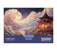 Landscape Painting in The Style of Chinese Art 1000 Pzas Papel Premium Rompecabezas Traditional Chinese Architecture Alivio Estrés Jigsaw Regalo Amigos 70x50cm/1000pcs