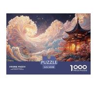 Landscape Painting in The Style of Chinese Art 1000 Pzas Papel Premium Rompecabezas Traditional Chinese Architecture Desafiante Jigsaw Educativo Adultos 52x38cm/1000pcs