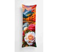Landscape Roses Body Pillow Case Cover 40x120cm, Long Backrest Cushion Pillow Protector with Zipper, Decorative Bedding Pillowcase, Soft Body Pillow Cover for Couch Bedroom Mountains