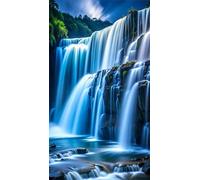 Landscape Waterfall Diamond Art Kits,5D Diamond Painting Kits for Adults,DIY Full Square Drill diamond painting kits For Beginners Rhinestone Embroidery Picture Art for Home Decor 20x50 cm