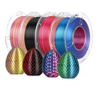 LANDU Paquete de filamentos PLA de seda de 1,75 mm, tricolor, para impresora 3D, multicolor, superficie brillante, precisión dimensional +/-0,02 mm, 4 paquetes de bobinas de 200 g