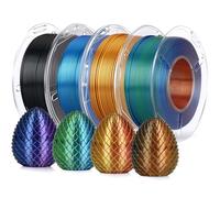 LANDU Paquete de filamentos PLA de seda de 1,75 mm, tricolor, para impresora 3D, multicolor, superficie brillante, precisión dimensional +/-0,02 mm, 4 paquetes de bobinas de 200 g