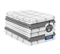 LANE LINEN Juego de 6 paños de Cocina, 18 x 28 Pulgadas, 100% algodón, absorbentes y de Secado rápido, con Lazo para Colgar, Color Gris