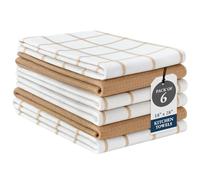 LANE LINEN Juego de 6 paños de Cocina, 18 x 28 Pulgadas, 100% algodón, absorbentes y de Secado rápido, con Lazo para Colgar, Color Beige