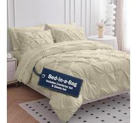 Lane Linen Juego de edredón Queen Bed in a Bag de 7 piezas, juego de edredón con sábanas, juego de ropa de cama de microfibra ultrasuave, sin arrugas, lino